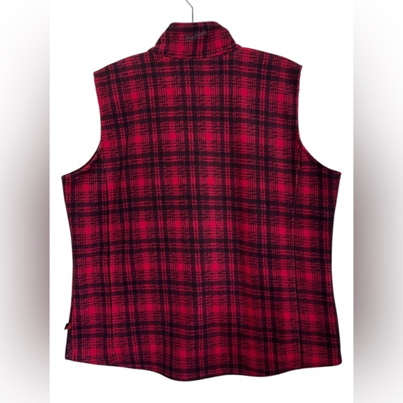 Woolrich Red Plaid Fleece Zip Vest Size XL - Picture 3 of 13